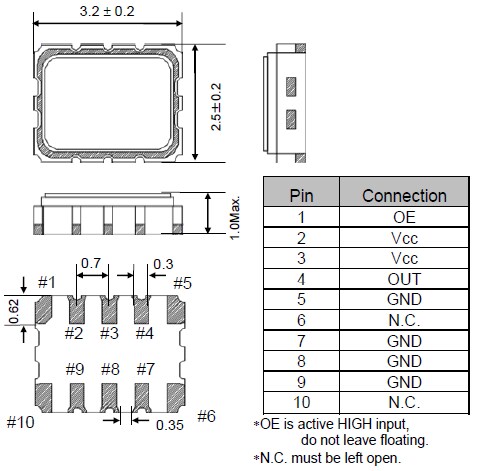 Epson TG-3541CE (TCXO) Crystal Oscillators